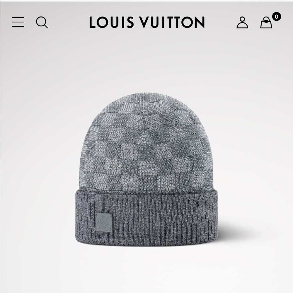 Louis Vuitton Gray Checkered Beanie